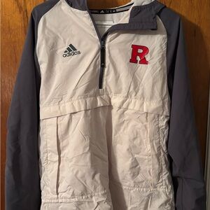 Adidas Gray and White Rutgers Football Windbreaker